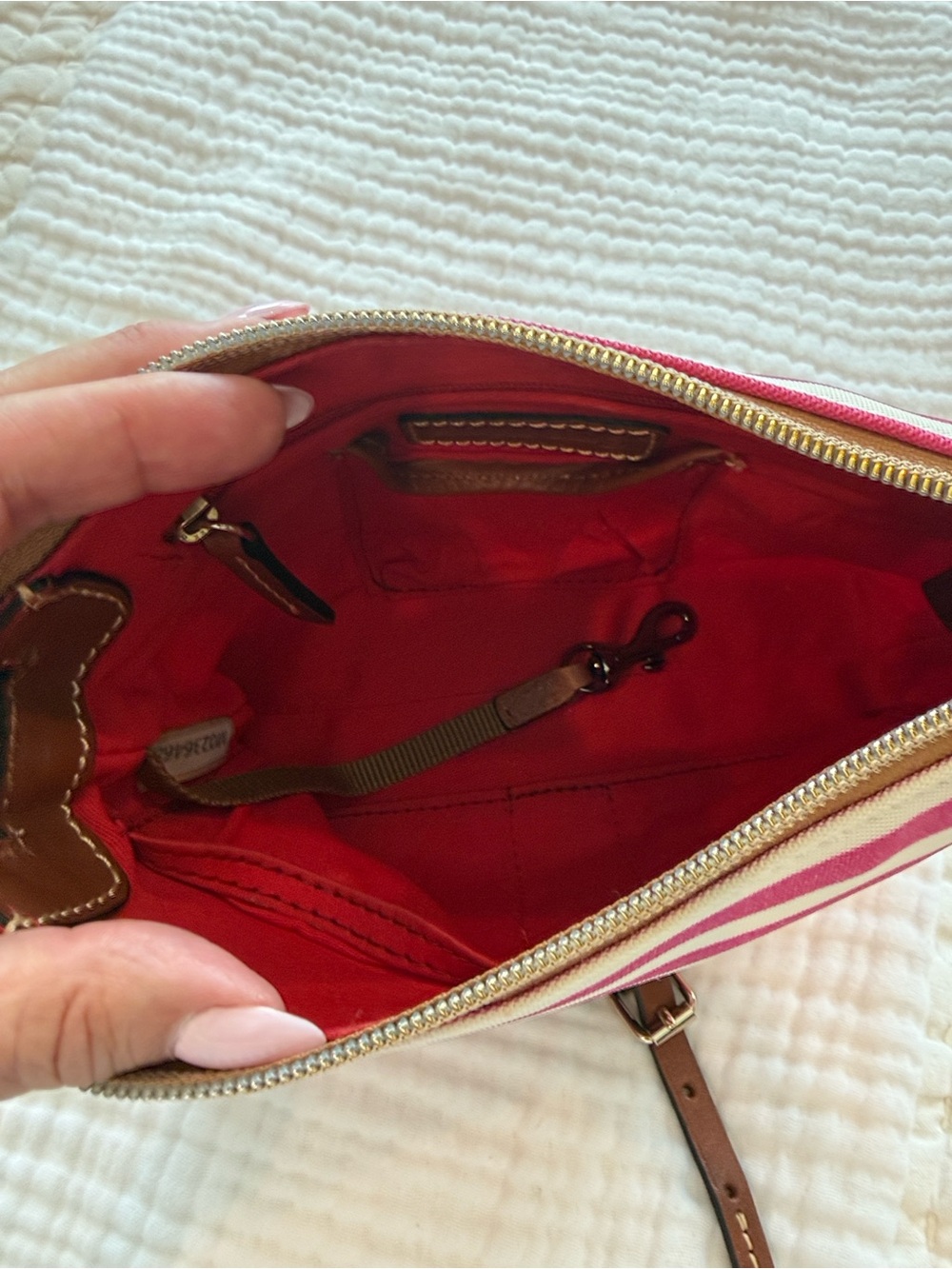 Dooney & Bourke White Watermelon Stripe Pouchette Crossbody - Picture 2 of 4